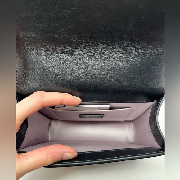 Jimmy Choo Varenne Quad XS Avenue Box Leather Bag Black Pearl Strap Mini - Picture 10 of 12